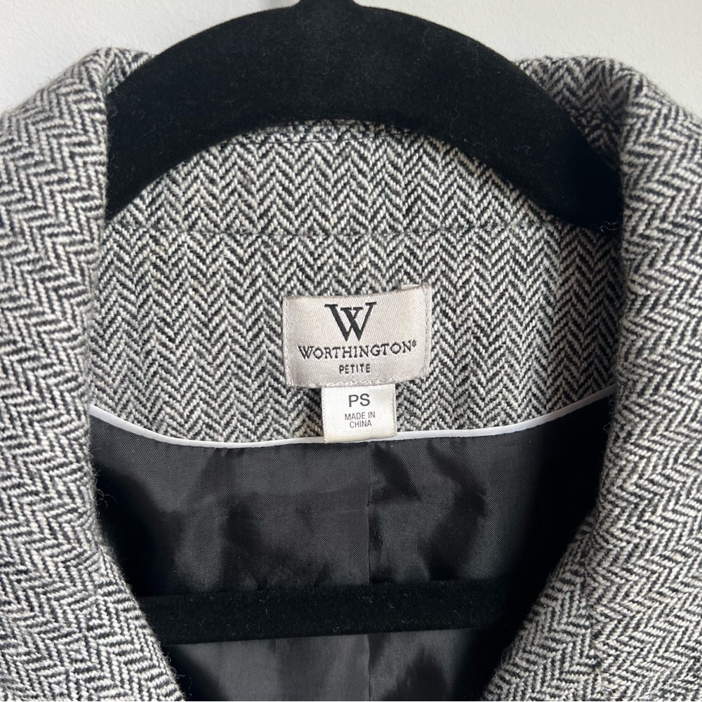 Worthington Gray Tailored Blazer Jacket - 3/4 length sleeves - Size Petite Small - Picture 3 of 6